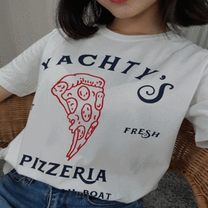 피자 로고 반팔티셔츠